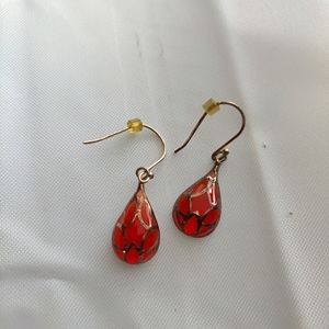 Red teardrop earrings